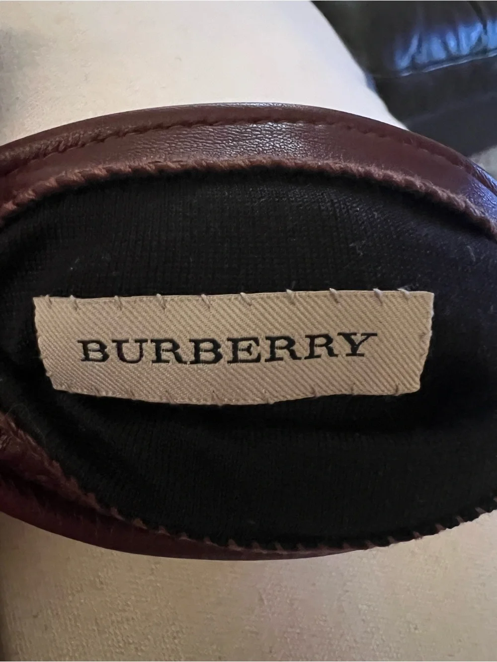 Burberry Leather-Trim Gloves in Brown, Black, Cream